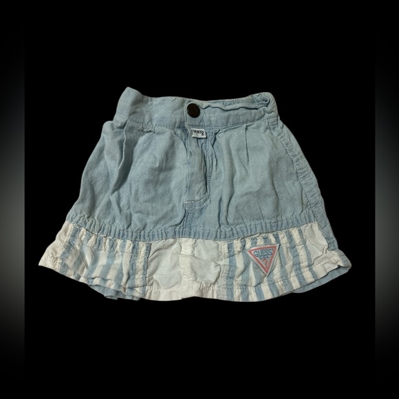 Guess Vintage Denim Pinstripe Skirt with Pockets - Size 12 Months - Picture 1 of 6